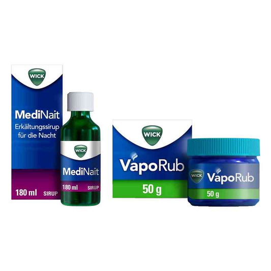 WICK MediNait Erkältungssirup für die Nacht 180 ml + WICK VapoRub 100 g 1 Kombipackung